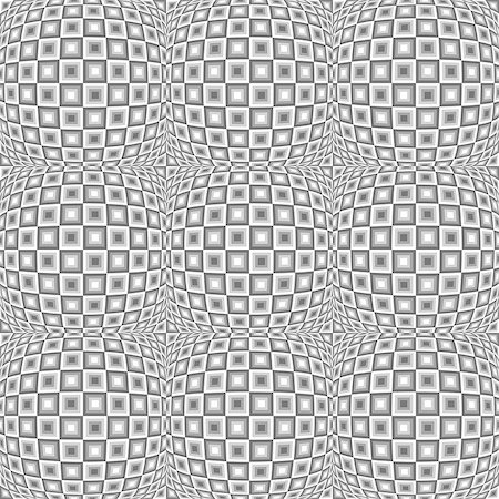 simsearch:400-07827654,k - Design seamless monochrome warped checked pattern. Abstract convex textured background. Vector art. No gradient Stock Photo - Budget Royalty-Free & Subscription, Code: 400-07512987