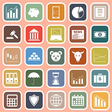 simsearch:400-04702983,k - Stock market flat icons on red background, stock vector Stock Photo - Budget Royalty-Free & Subscription, Code: 400-07513044
