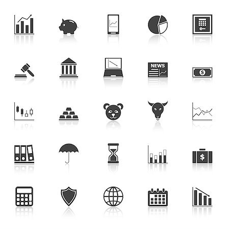 simsearch:400-04702983,k - Stock market icons with reflect on white background, stock vector Stock Photo - Budget Royalty-Free & Subscription, Code: 400-07513048