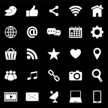 simsearch:400-08037795,k - Social media icons on black background, stock vector Stock Photo - Budget Royalty-Free & Subscription, Code: 400-07513040