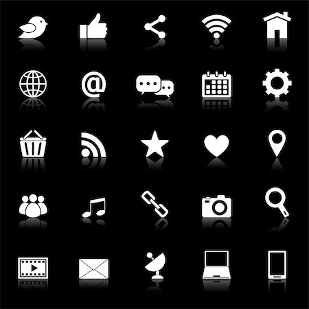 simsearch:400-08037795,k - Social media icons with reflect on black background, stock vector Stock Photo - Budget Royalty-Free & Subscription, Code: 400-07513041