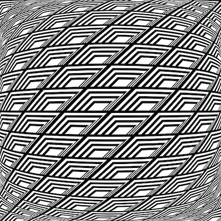 simsearch:400-07631338,k - Design monochrome warped grid pattern. Abstract latticed textured background. Vector art Stockbilder - Microstock & Abonnement, Bildnummer: 400-07513053