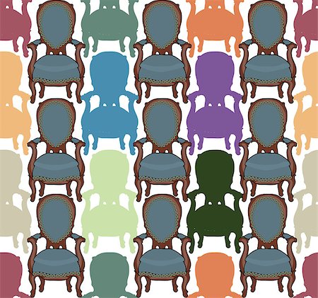 simsearch:400-06922170,k - Vector pattern with armchairs art illustration cute Photographie de stock - Aubaine LD & Abonnement, Code: 400-07513070