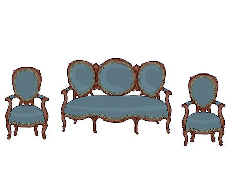 simsearch:400-04636453,k - Vector baroque objects retro chair and a sofa Stockbilder - Microstock & Abonnement, Bildnummer: 400-07513073