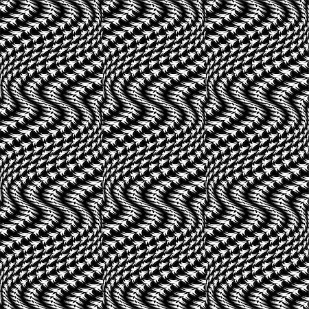 simsearch:400-07507273,k - Design seamless monochrome movement illusion trellis pattern. Abstract distortion textured twisting background. Vector art Stock Photo - Budget Royalty-Free & Subscription, Code: 400-07513088