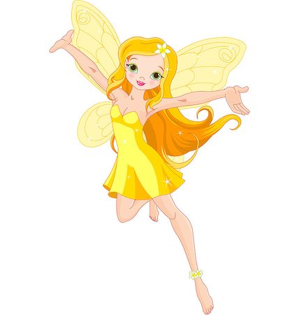 simsearch:400-08507779,k - Illustration of a cute yellow fairy in flight Stock Photo - Budget Royalty-Free & Subscription, Code: 400-07513354