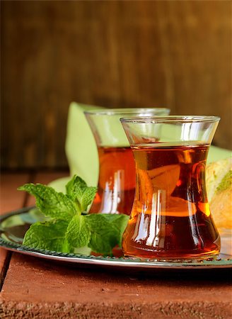 traditional Arabic Turkish tea served with fresh mint Stock Photo - Budget Royalty-Free & Subscription, Code: 400-07513483