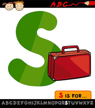 simsearch:400-07682427,k - Cartoon Illustration of Capital Letter S from Alphabet with Suitcase for Children Education Foto de stock - Super Valor sin royalties y Suscripción, Código: 400-07513974