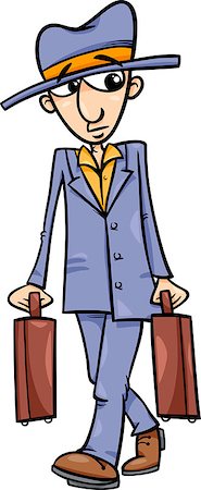 simsearch:400-04557469,k - Cartoon Illustration of Funny Man with Suitcases Stock Photo - Budget Royalty-Free & Subscription, Code: 400-07513991