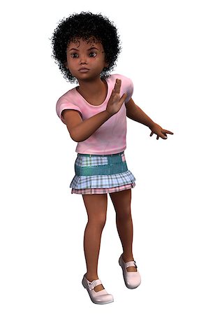 dark people running - 3D digital render of a cute little african girl isolated on white background Stock Photo - Budget Royalty-Free & Subscription, Code: 400-07524320