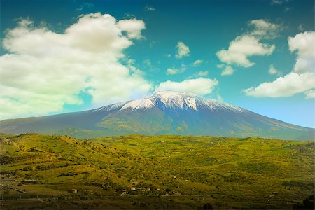 sicily etna - Photo of view volcano Etna Photographie de stock - Aubaine LD & Abonnement, Code: 400-07524537