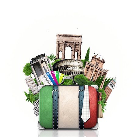 Italy, attractions Italy and retro suitcase, travel Stock Photo - Budget Royalty-Free & Subscription, Code: 400-07524816