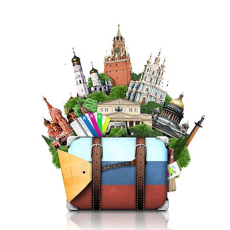 Russia, landmarks Moscow, retro suitcase, travel Stock Photo - Budget Royalty-Free & Subscription, Code: 400-07524818