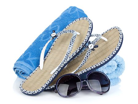 fashion women flip flops - Beach items. Isolated on white background Stock Photo - Budget Royalty-Free & Subscription, Code: 400-07524967