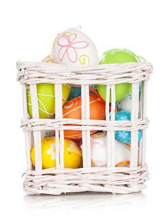 simsearch:400-07921731,k - Colorful easter eggs basket. Isolated on white background Stock Photo - Budget Royalty-Free & Subscription, Code: 400-07524963