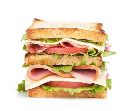 Toast sandwich with meat and vegetables. Isolated on white background Foto de stock - Super Valor sin royalties y Suscripción, Código: 400-07524982