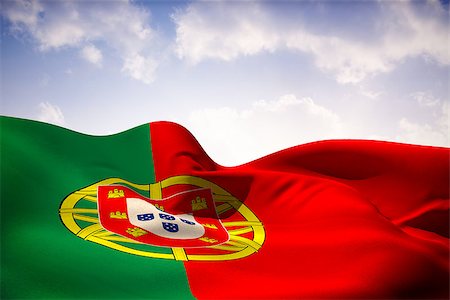 simsearch:400-07525974,k - Portugal flag waving against beautiful orange and blue sky Stock Photo - Budget Royalty-Free & Subscription, Code: 400-07525712