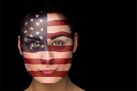 face painting for football - Composite image of usa football fan in face paint against black Stock Photo - Budget Royalty-Free & Subscription, Code: 400-07525839