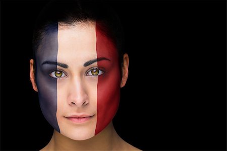 football faces paintings pictures - Composite image of france football fan in face paint against black Stock Photo - Budget Royalty-Free & Subscription, Code: 400-07525857