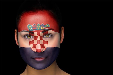 face painting for football - Composite image of croatia football fan in face paint against black Stock Photo - Budget Royalty-Free & Subscription, Code: 400-07525859