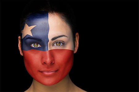 face painting for football - Composite image of chile football fan in face paint against black Stock Photo - Budget Royalty-Free & Subscription, Code: 400-07525862