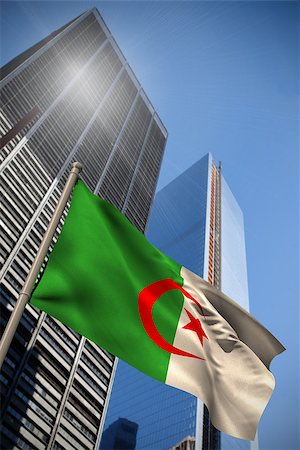 simsearch:400-07525974,k - Algeria national flag against low angle view of skyscrapers Stock Photo - Budget Royalty-Free & Subscription, Code: 400-07525968