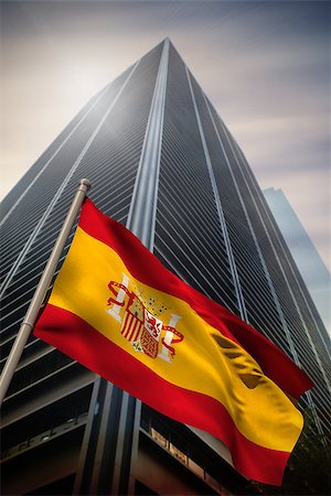 simsearch:400-07525974,k - Spain national flag against low angle view of skyscraper Stock Photo - Budget Royalty-Free & Subscription, Code: 400-07525974