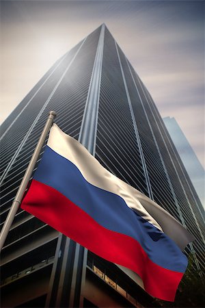 simsearch:400-07525974,k - Russia national flag against low angle view of skyscraper Stock Photo - Budget Royalty-Free & Subscription, Code: 400-07525977