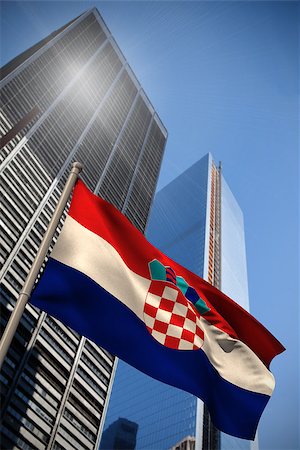 simsearch:400-07525974,k - Croatia national flag against low angle view of skyscrapers Stock Photo - Budget Royalty-Free & Subscription, Code: 400-07525971