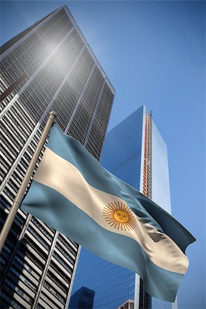 simsearch:400-07525974,k - Argentina national flag against low angle view of skyscrapers Stock Photo - Budget Royalty-Free & Subscription, Code: 400-07525988