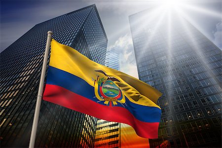 simsearch:400-07525974,k - Ecuador national flag against low angle view of skyscrapers at sunset Stock Photo - Budget Royalty-Free & Subscription, Code: 400-07525999