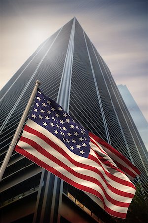 simsearch:400-07525974,k - USA national flag against low angle view of skyscraper Stock Photo - Budget Royalty-Free & Subscription, Code: 400-07525992