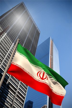 Iran national flag against low angle view of skyscrapers Photographie de stock - Aubaine LD & Abonnement, Code: 400-07525993