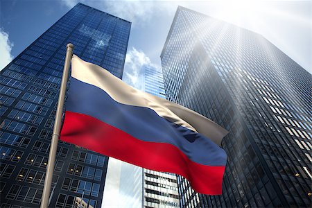 simsearch:400-07525974,k - Russia national flag against low angle view of skyscrapers Stock Photo - Budget Royalty-Free & Subscription, Code: 400-07526009