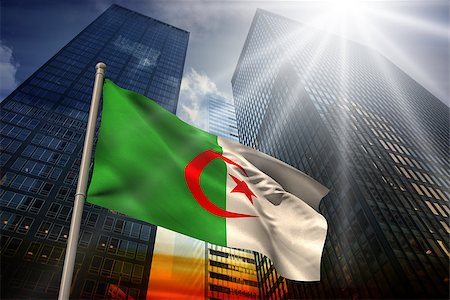 simsearch:400-07525974,k - Algeria national flag against low angle view of skyscrapers at sunset Stock Photo - Budget Royalty-Free & Subscription, Code: 400-07526000