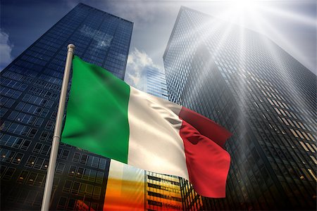 simsearch:400-07525974,k - Italy national flag against low angle view of skyscrapers at sunset Stock Photo - Budget Royalty-Free & Subscription, Code: 400-07526014