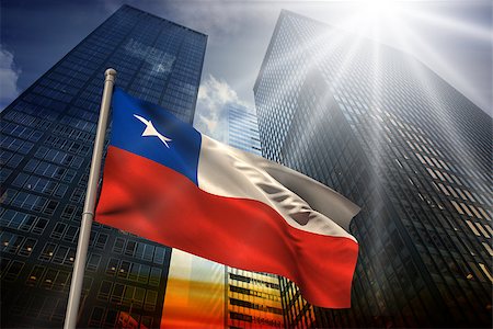 simsearch:400-07525974,k - Chile national flag against low angle view of skyscrapers at sunset Stock Photo - Budget Royalty-Free & Subscription, Code: 400-07526019