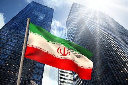 simsearch:400-07525974,k - Iran national flag against low angle view of skyscrapers Stock Photo - Budget Royalty-Free & Subscription, Code: 400-07526025