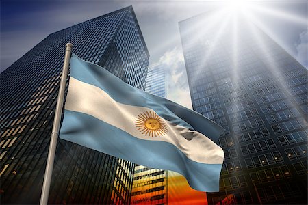 simsearch:400-07525974,k - Argentina national flag against low angle view of skyscrapers at sunset Stock Photo - Budget Royalty-Free & Subscription, Code: 400-07526020