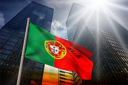 simsearch:400-07525974,k - Portugal national flag against low angle view of skyscrapers at sunset Stock Photo - Budget Royalty-Free & Subscription, Code: 400-07526022