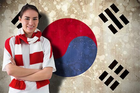 Football fan in white wearing scarf against south korea flag Stock Photo - Budget Royalty-Free & Subscription, Code: 400-07526040
