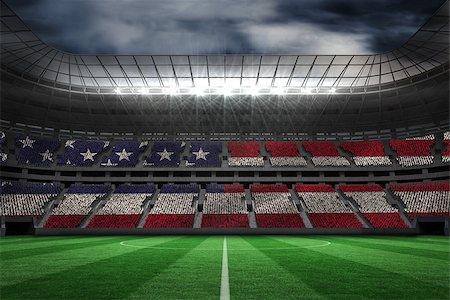 Digitally generated american national flag against large football stadium Stock Photo - Budget Royalty-Free & Subscription, Code: 400-07526262