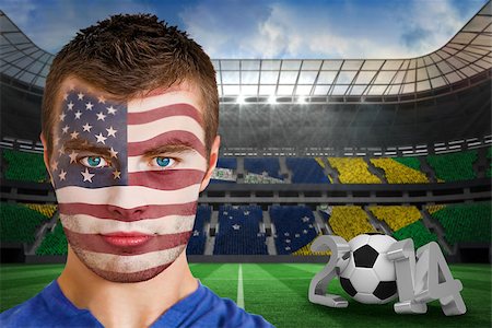 Composite image of serious young usa fan with facepaint against large football stadium Stock Photo - Budget Royalty-Free & Subscription, Code: 400-07526428