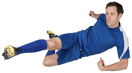 simsearch:400-07527479,k - Football player in blue kicking on white background Stock Photo - Budget Royalty-Free & Subscription, Code: 400-07526762