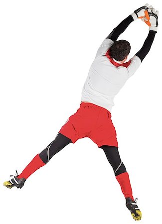 simsearch:400-07526712,k - Fit goal keeper jumping up on white background Stock Photo - Budget Royalty-Free & Subscription, Code: 400-07526803