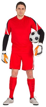 football keeper with player - Fit goal keeper looking at camera on white background Stock Photo - Budget Royalty-Free & Subscription, Code: 400-07526897