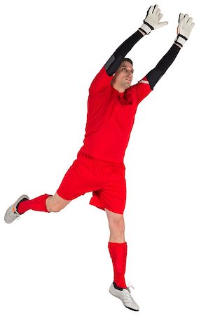 simsearch:400-07526712,k - Fit goal keeper jumping up on white background Stock Photo - Budget Royalty-Free & Subscription, Code: 400-07526905