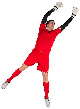 simsearch:400-07526712,k - Fit goal keeper jumping up on white background Stock Photo - Budget Royalty-Free & Subscription, Code: 400-07526906