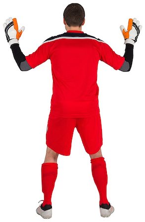 soccer goalie hands - Rear view of goal keeper on white background Stock Photo - Budget Royalty-Free & Subscription, Code: 400-07526901