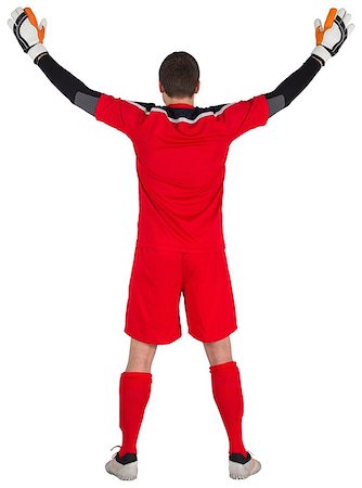 soccer goalie hands - Rear view of goal keeper on white background Stock Photo - Budget Royalty-Free & Subscription, Code: 400-07526902